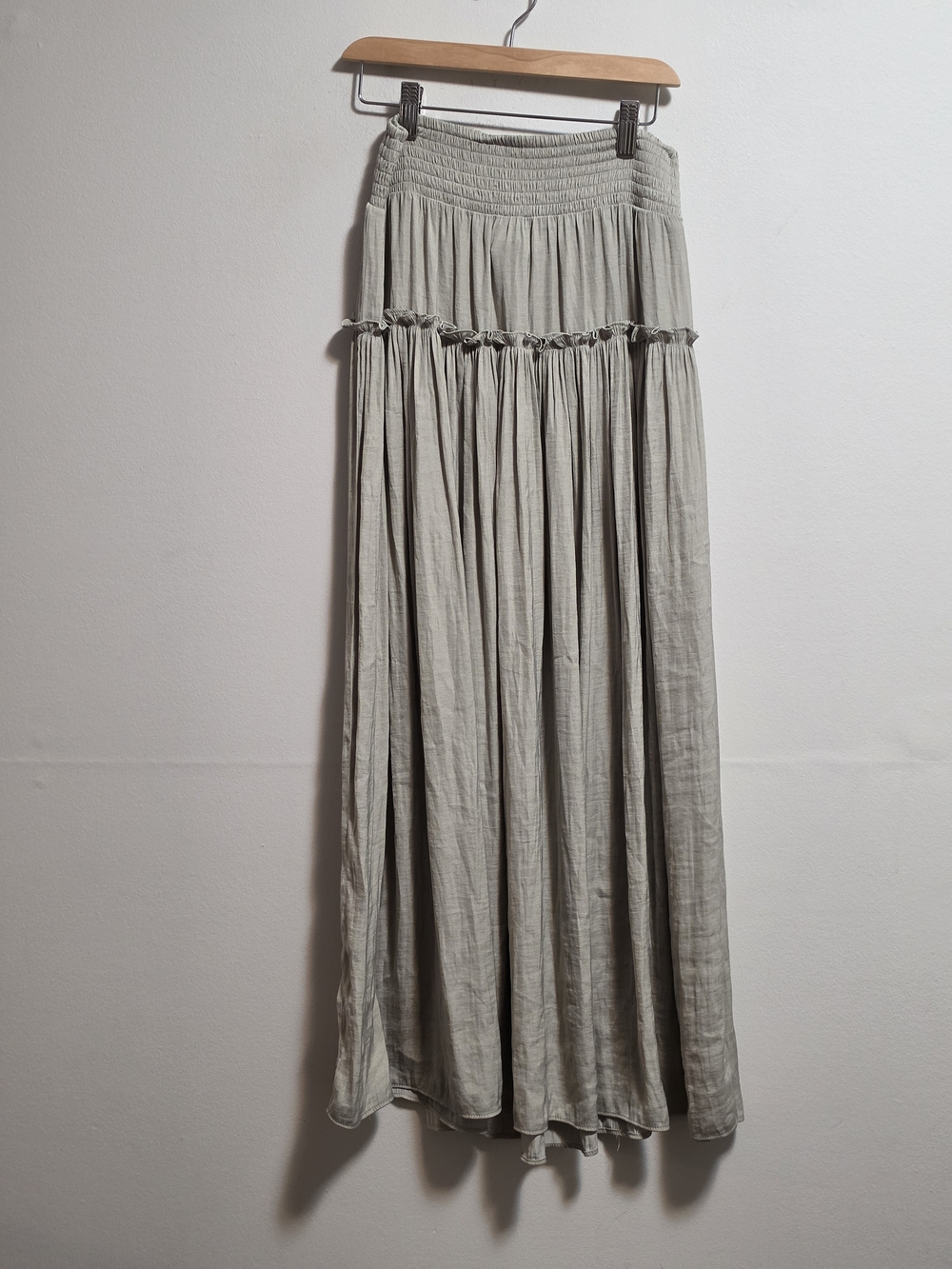 Rachel Zoe Sage Green Tiered Maxi Skirt with Smocked Waist